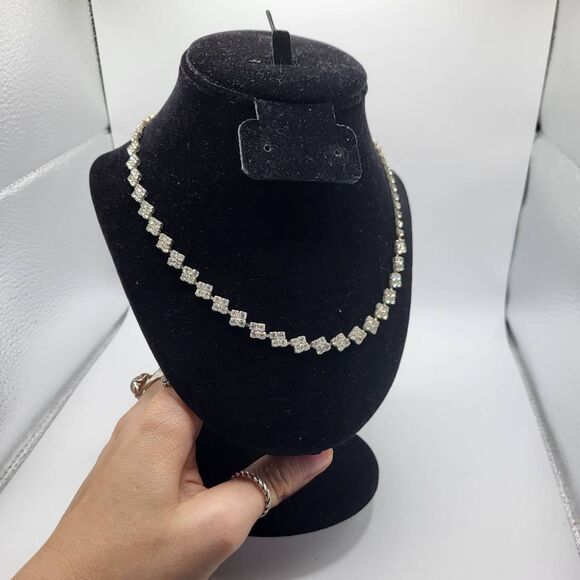 Vintage 50s Hollywood Glam Demi Parure Pave Set Crystal Bracelet and Necklace in - Picture 6 of 6